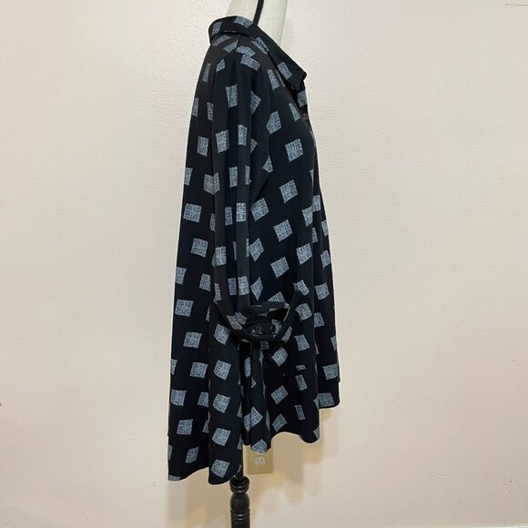Snapdragon & Twig Collared Tunic Top Black Grid Squares Lagenlook Tunic Size S - Picture 9 of 15